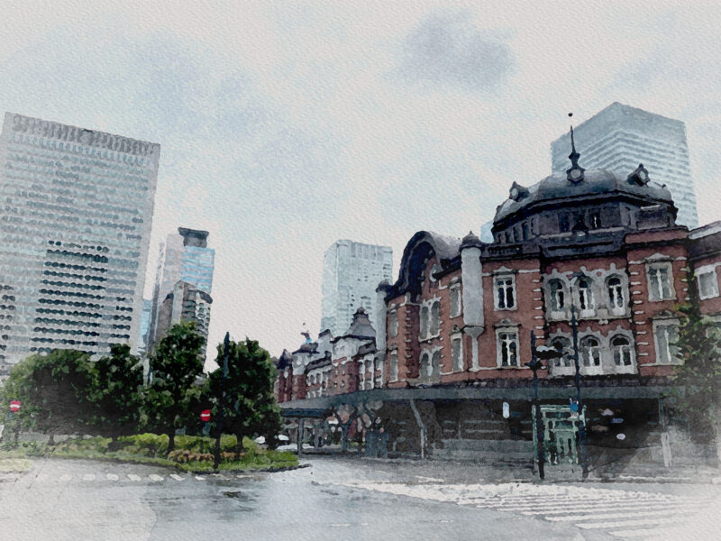 #モダン,#レトロ,#東京都,#東京都千代田区,#東京駅,#雨,#駅の無料写真素材